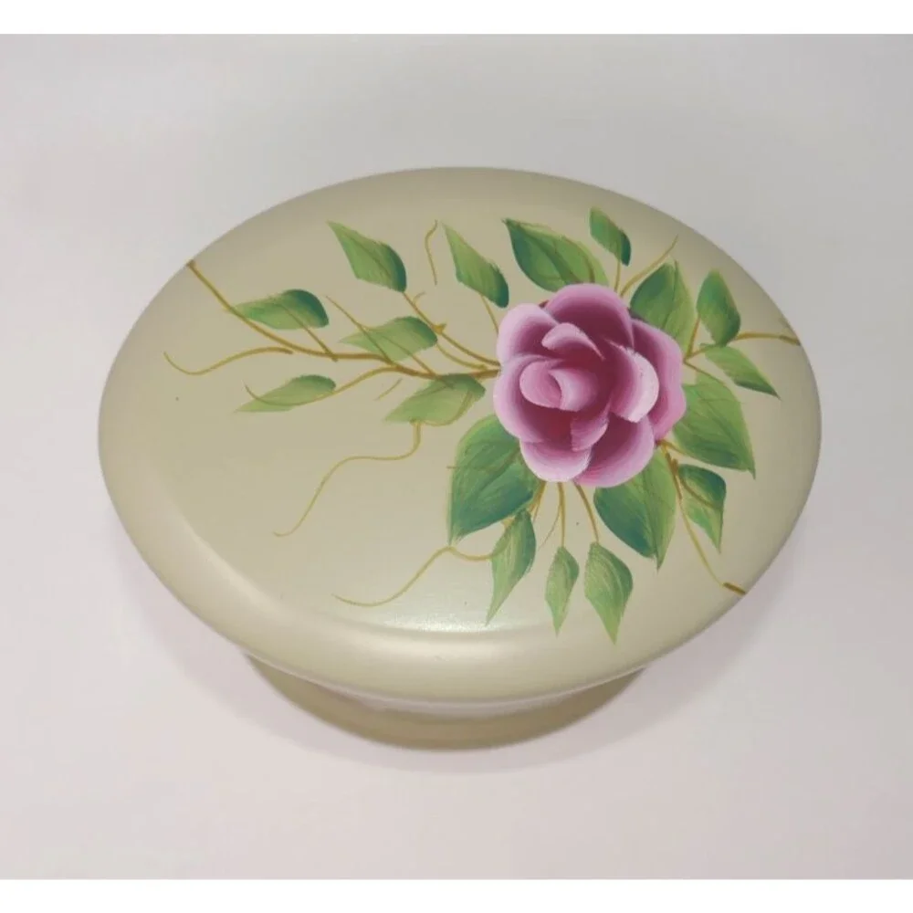 Calgon Flexzorb Vintage Wooden 5-Tier Swivel Jewelry Box Hand Painted Roses